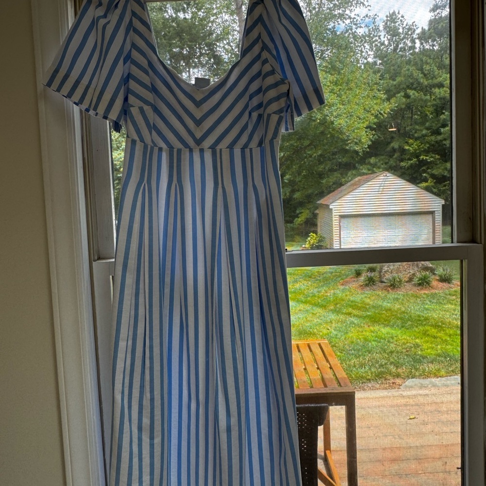 A New Day Blue and White Striped Midi Dress